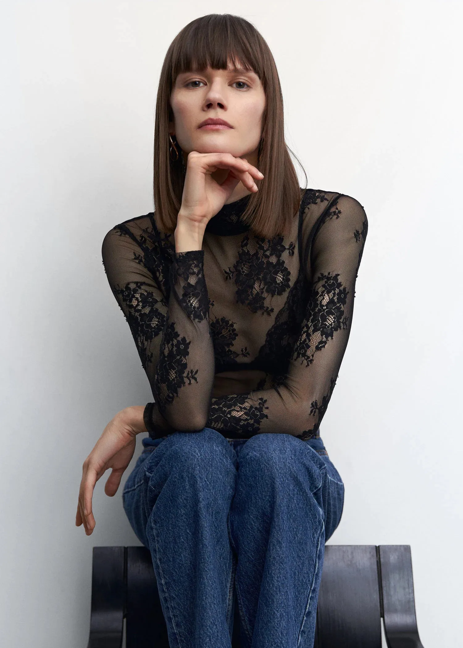 Floral lace T-shirt
