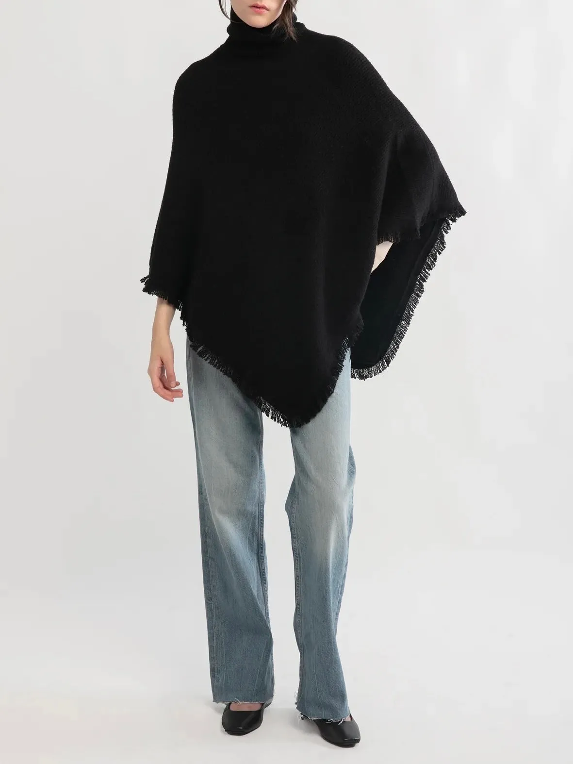Fringed Rib Poncho - 2 Colors
