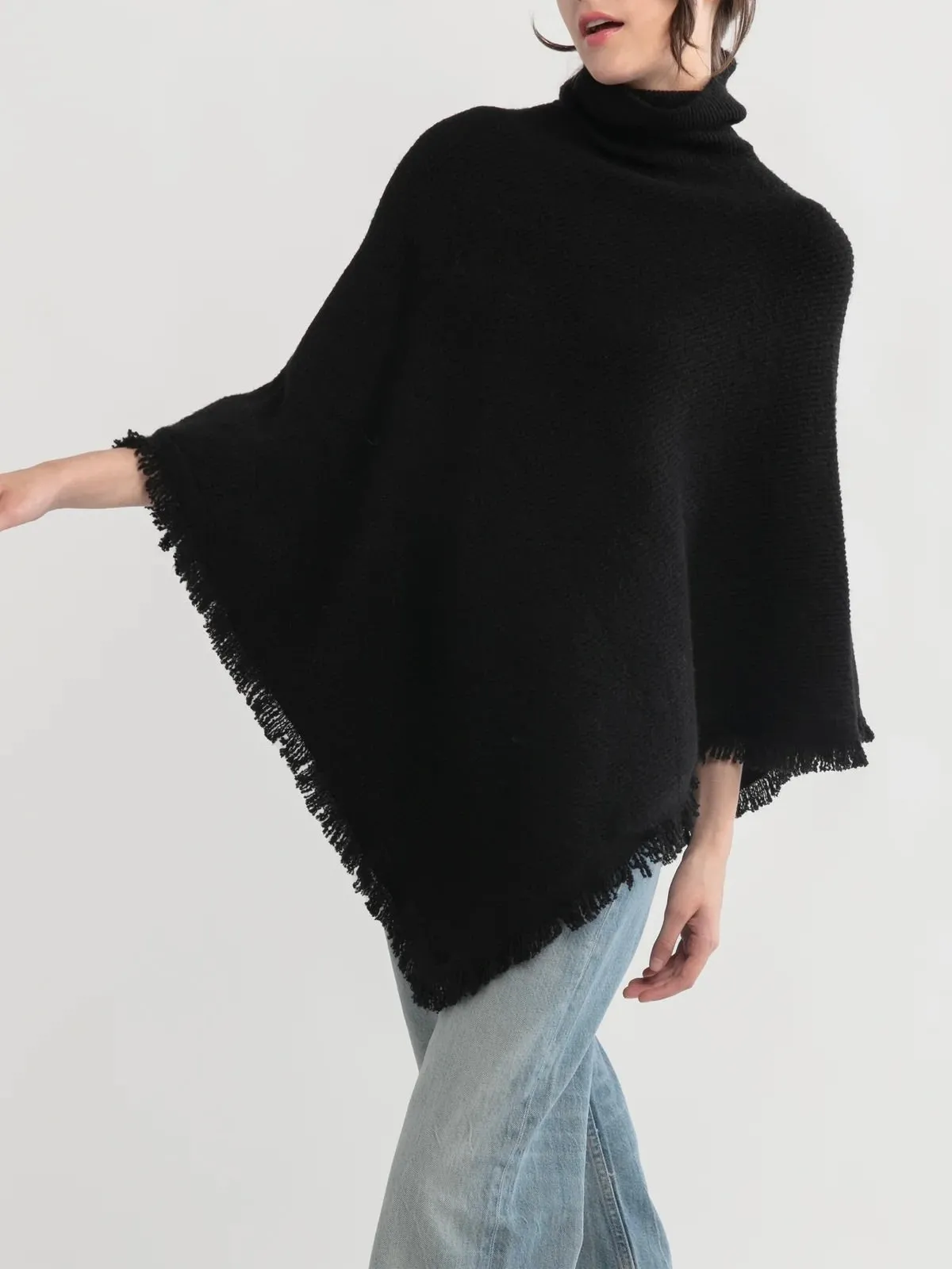 Fringed Rib Poncho - 2 Colors