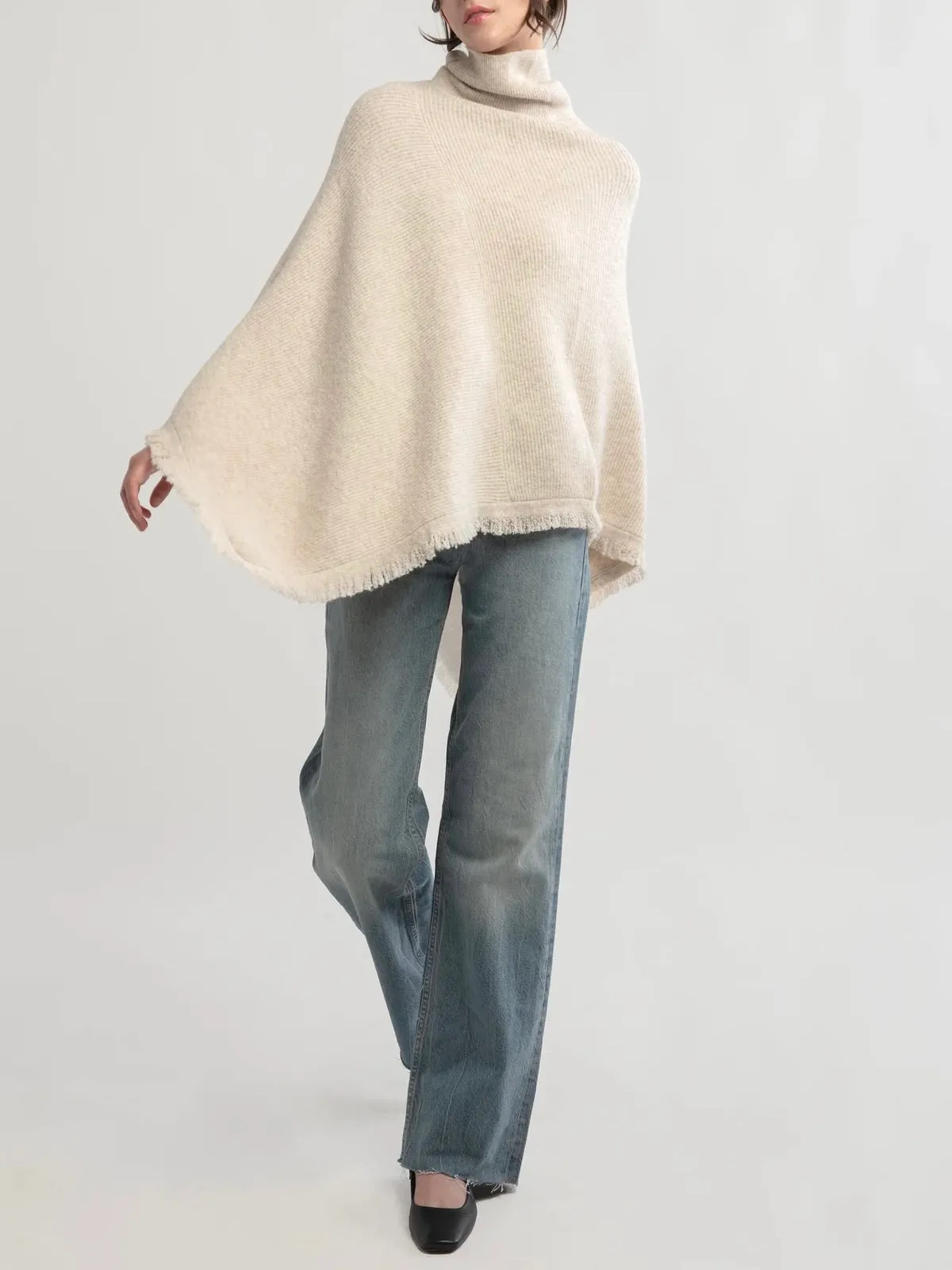 Fringed Rib Poncho - 2 Colors