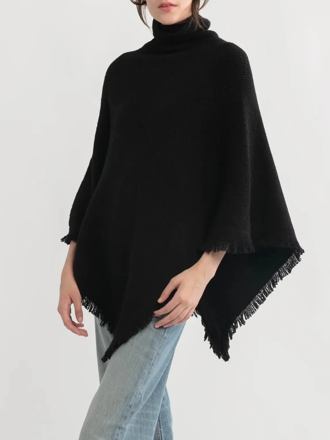 Fringed Rib Poncho - 2 Colors