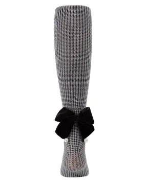 Girls' Herringbone Bow Back Tights