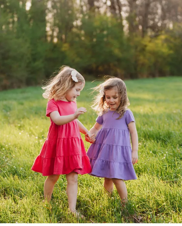 Girls Soft Cotton Jersey Short Sleeve Tiered Dress | White