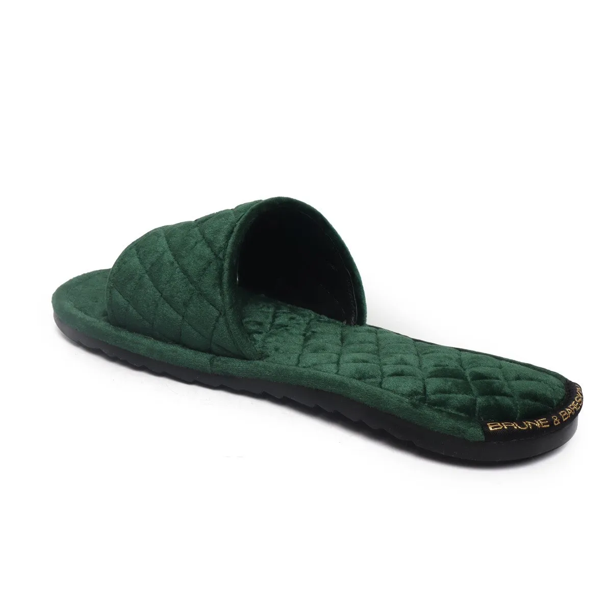 Green Italian Velvet Slide-in Slippers