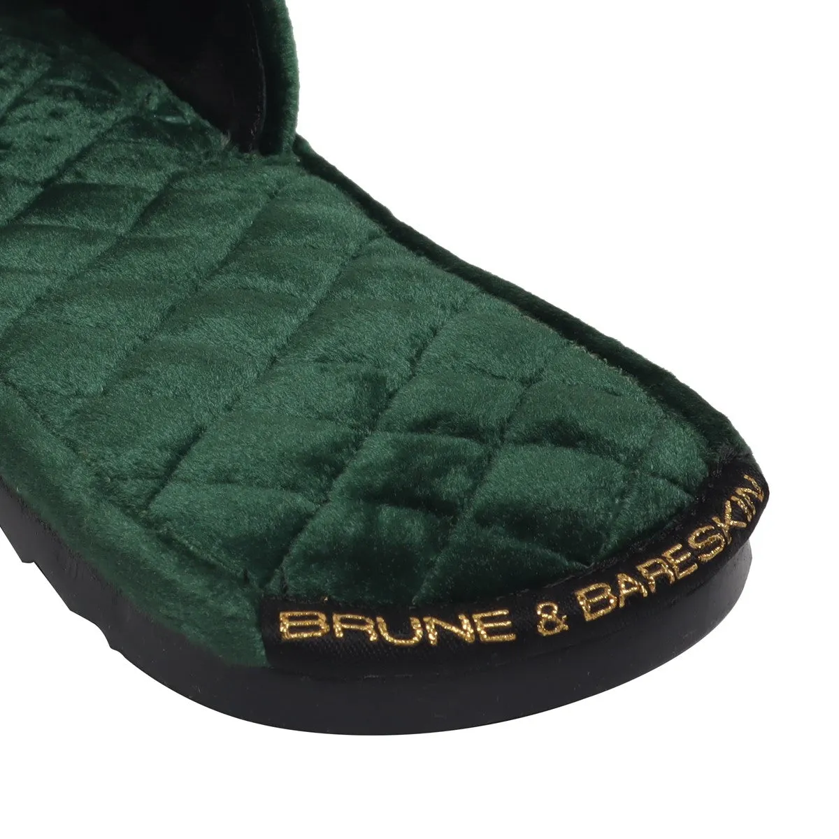 Green Italian Velvet Slide-in Slippers