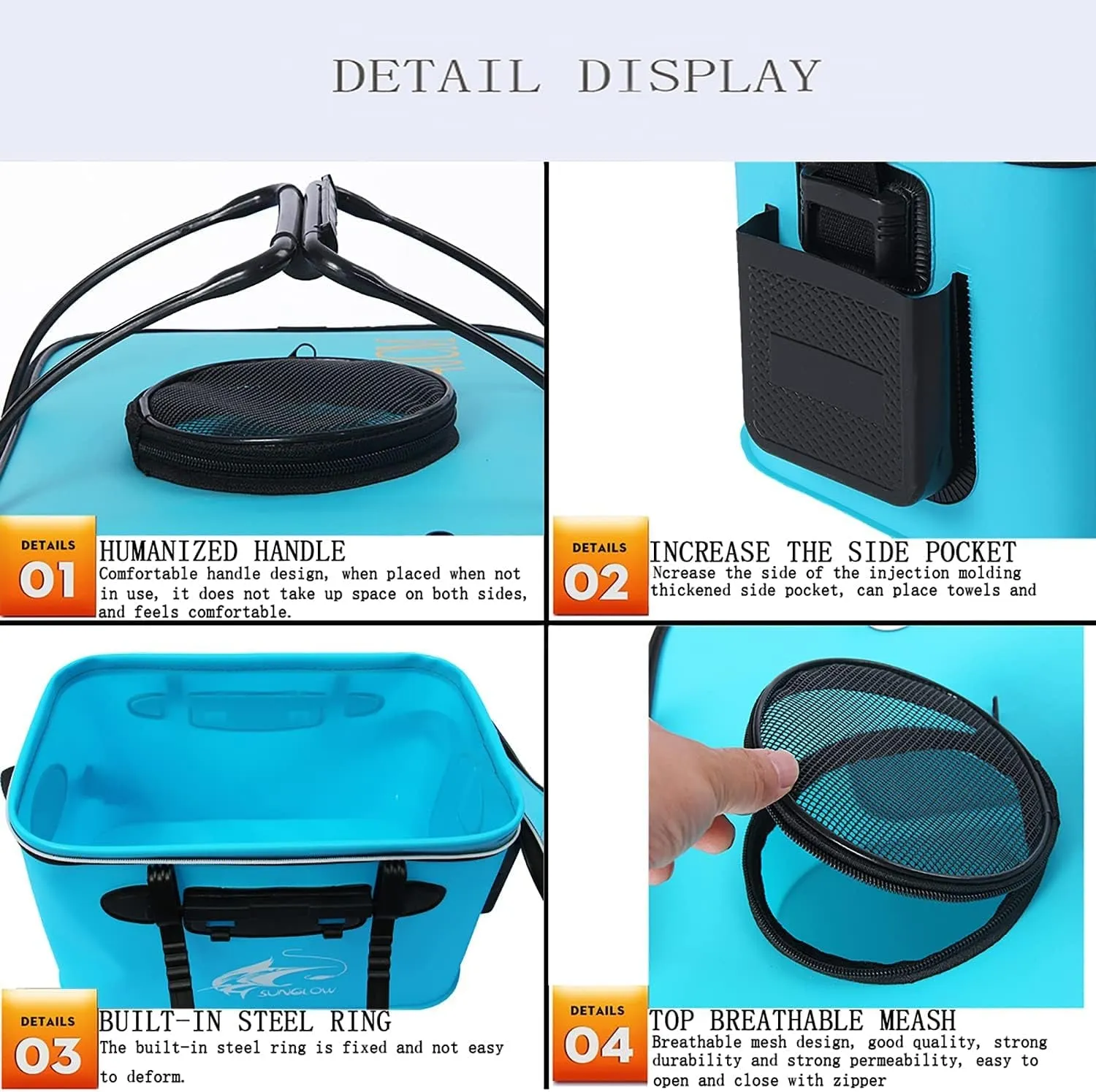 Grneric Foldable Fishing Bucket – Live Bait & Fish Container, EVA