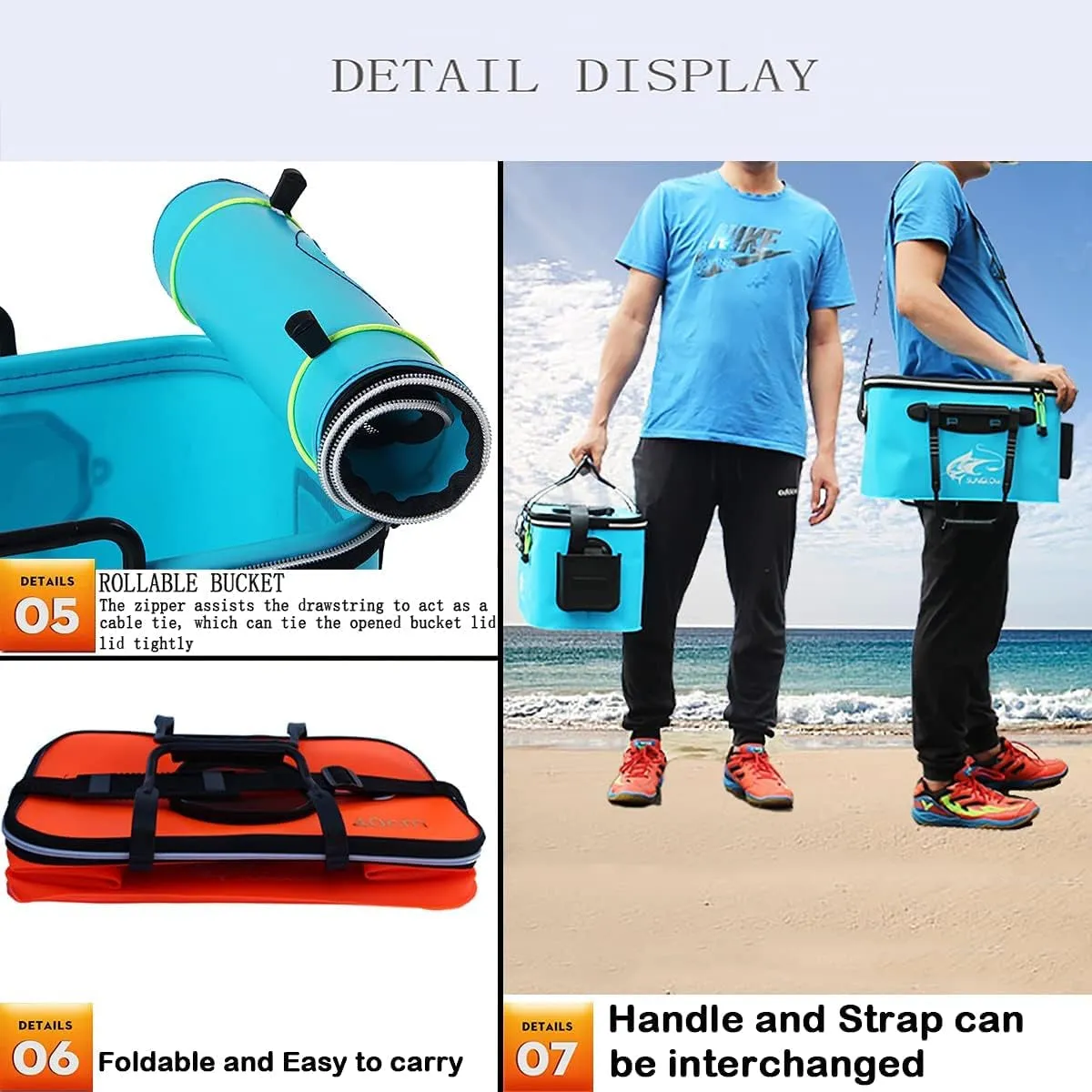 Grneric Foldable Fishing Bucket – Live Bait & Fish Container, EVA