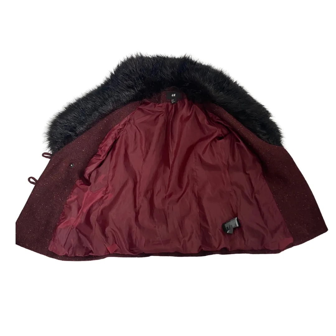 H&M Shawl Collar Short Jacket Burgundy SIZE 10
