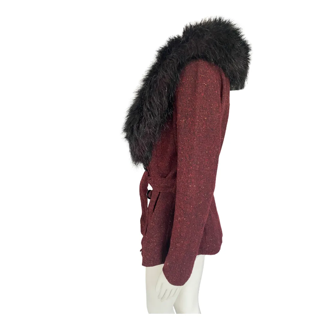 H&M Shawl Collar Short Jacket Burgundy SIZE 10