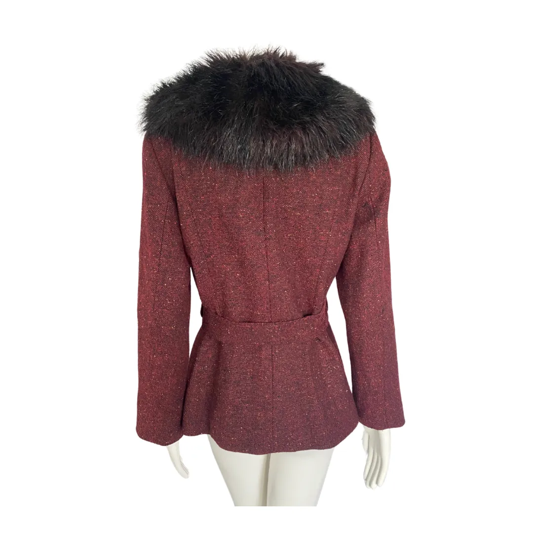 H&M Shawl Collar Short Jacket Burgundy SIZE 10