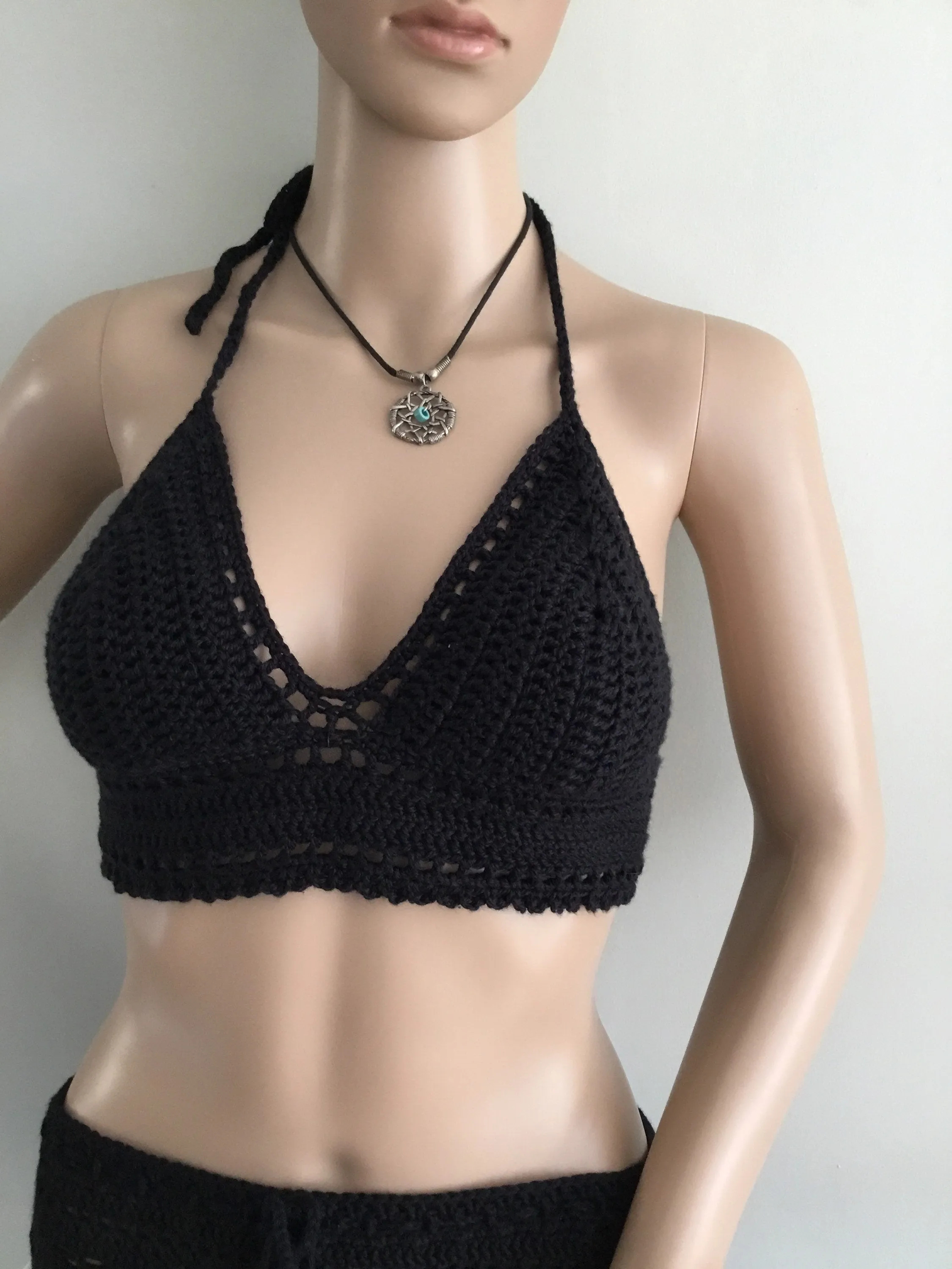 Handmade Crochet Bralette Halter Top