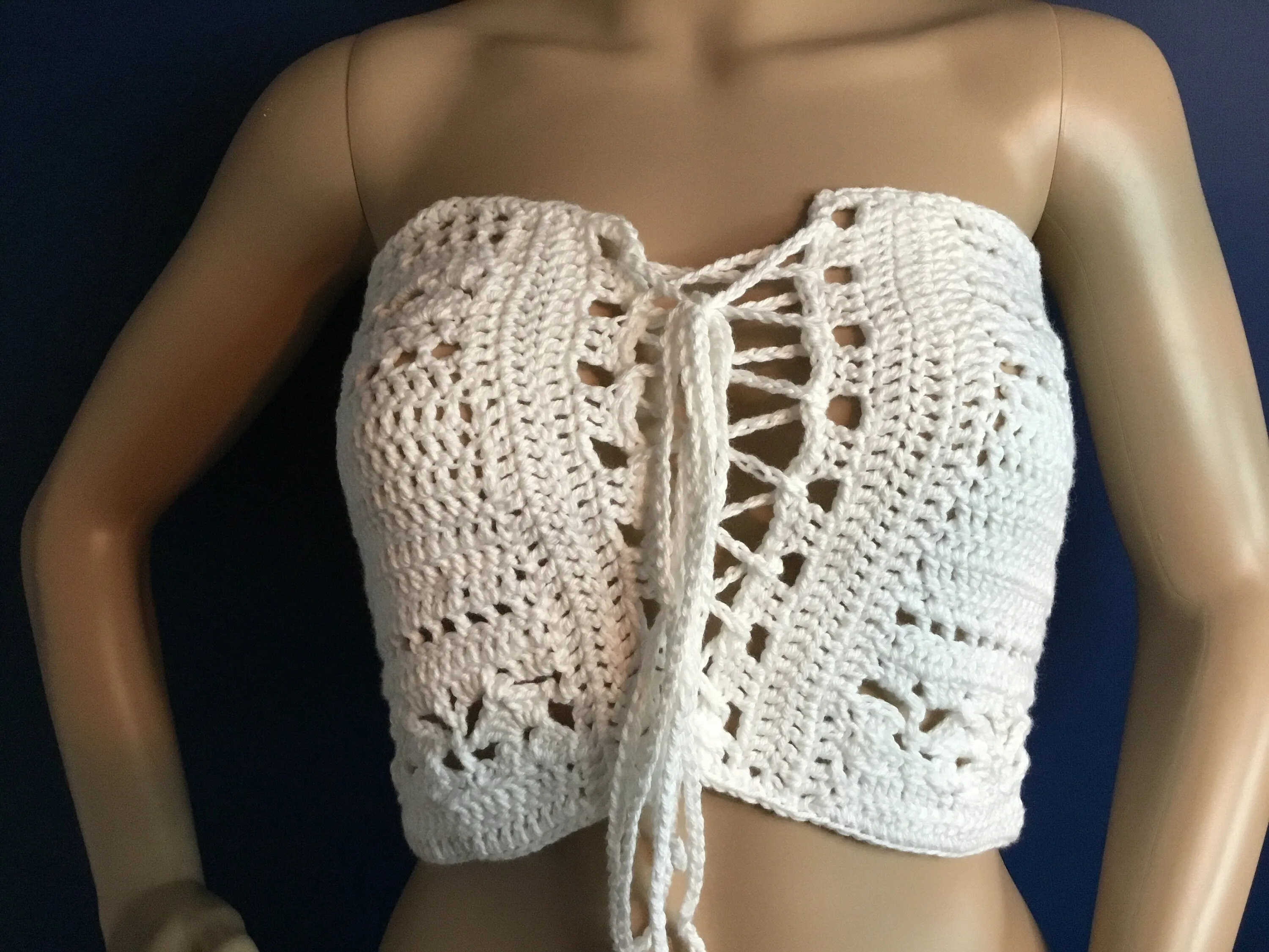 Handmade Crop Tube Top Front Tie Adjustable Removable Straps
