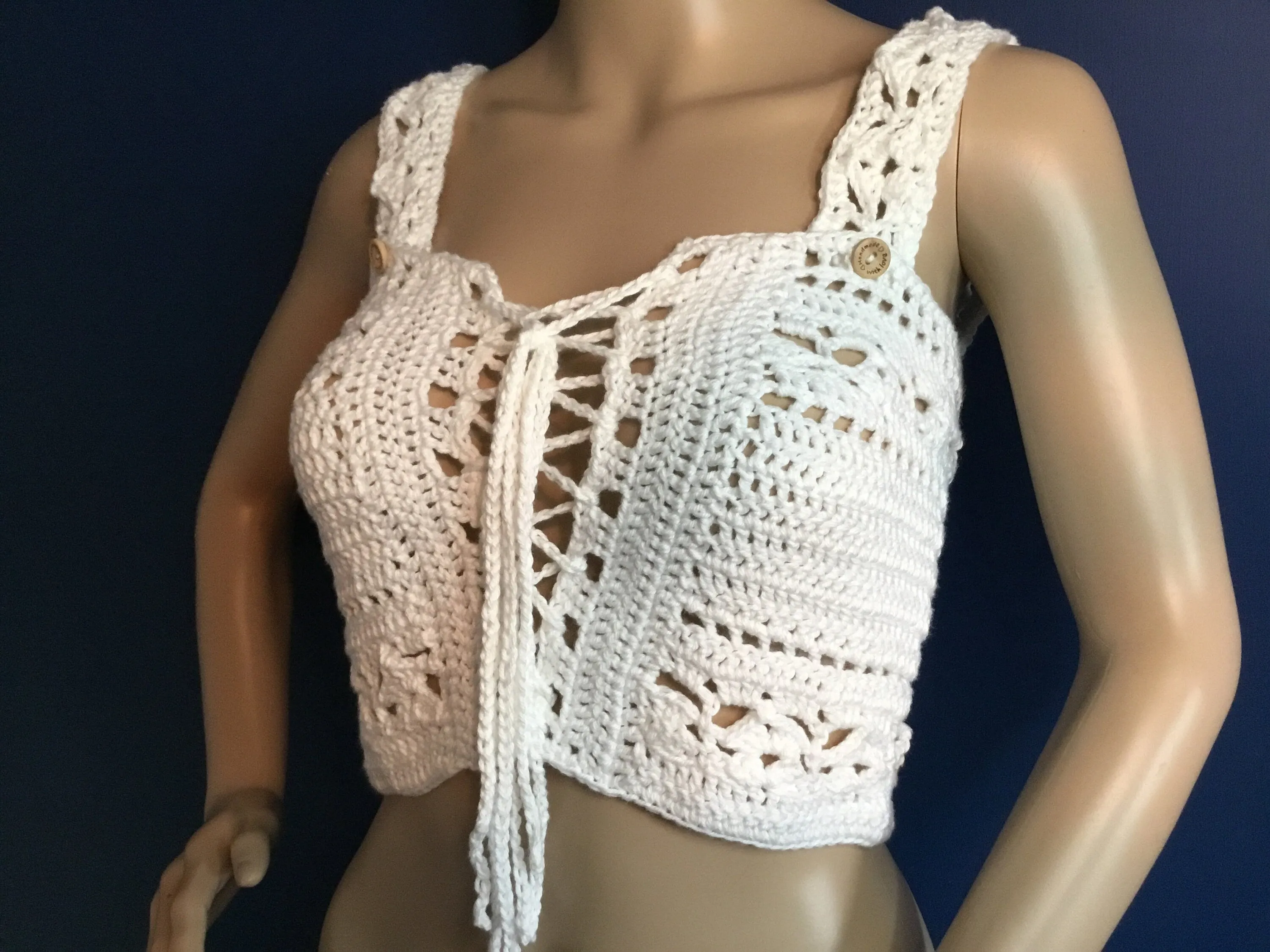 Handmade Crop Tube Top Front Tie Adjustable Removable Straps