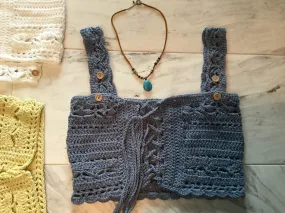 Handmade Crop Tube Top Front Tie Adjustable Removable Straps