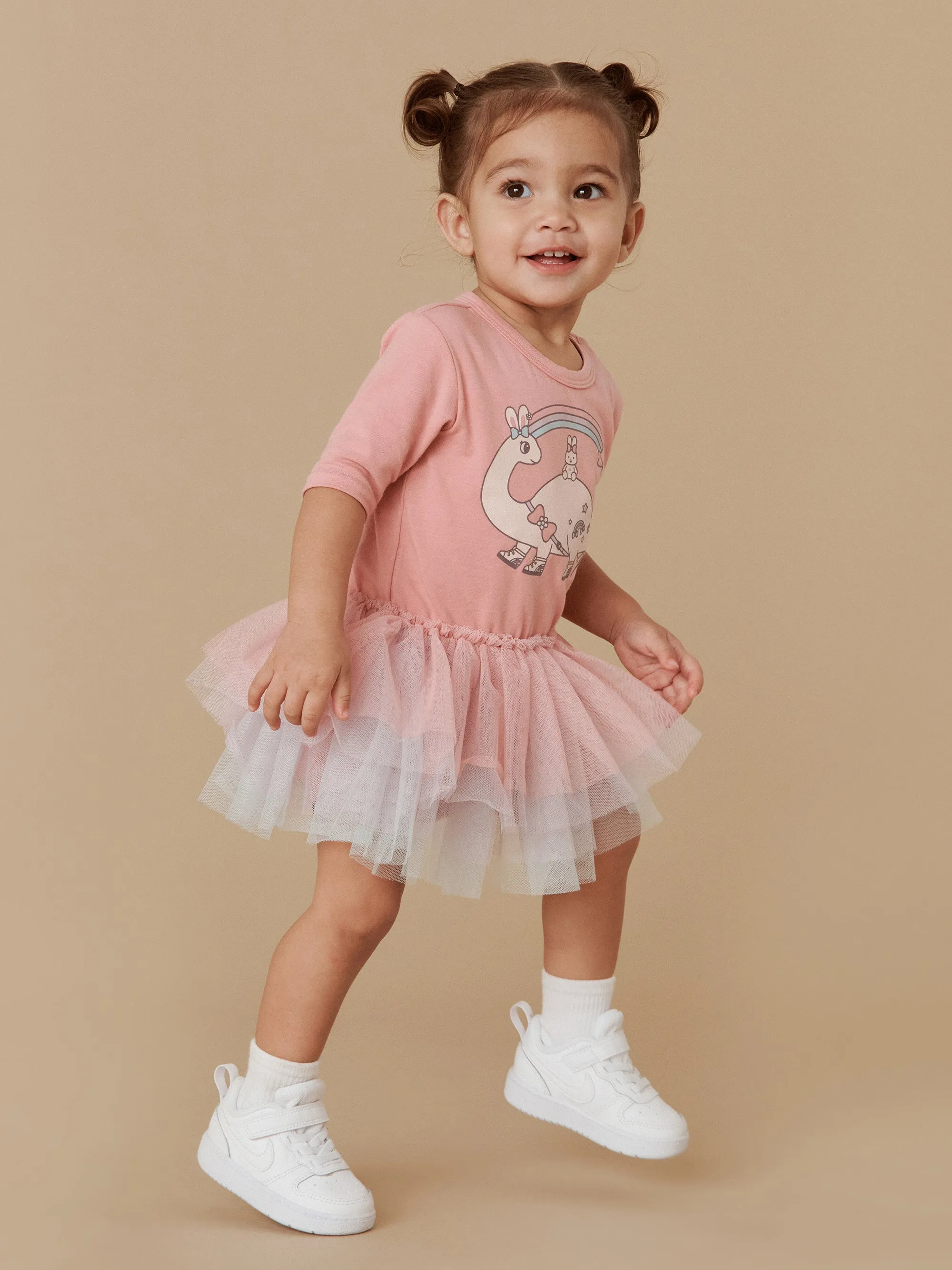 Huxbaby Dino Rainbow Layered Ballet Dress