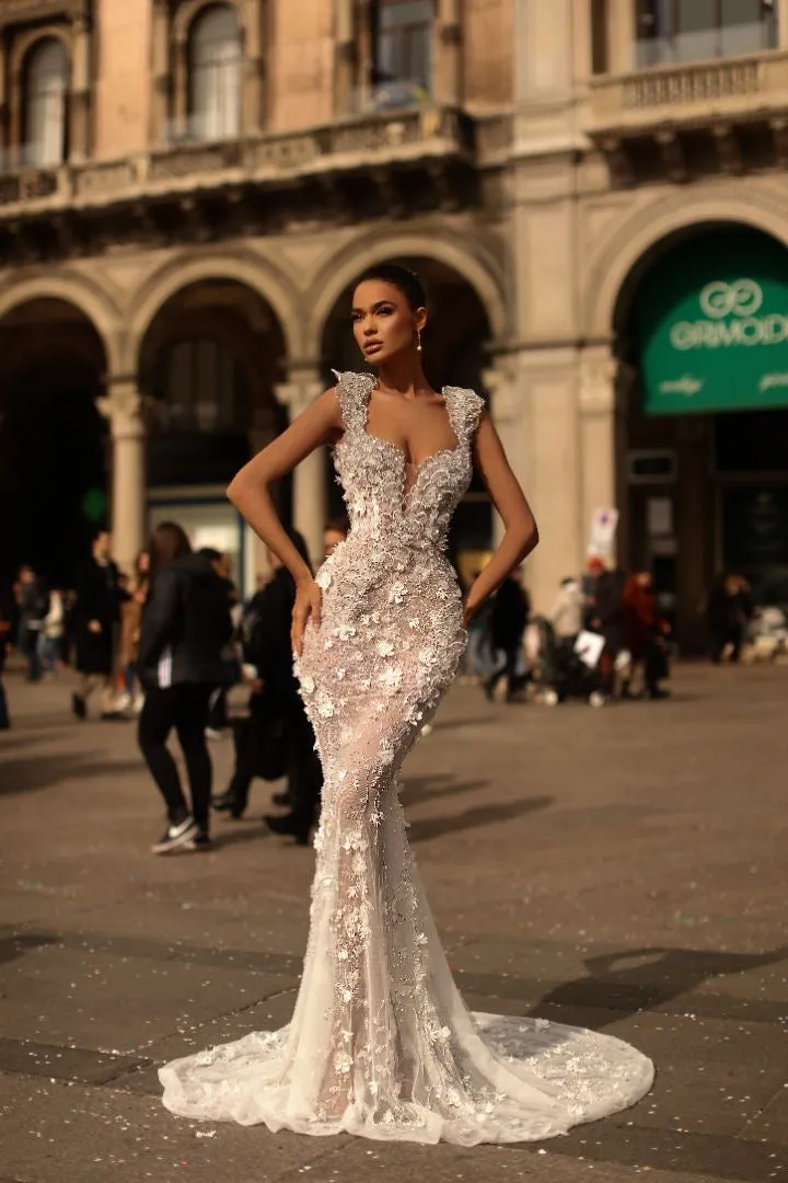 Isabella Elegant Long White  Wedding Dress