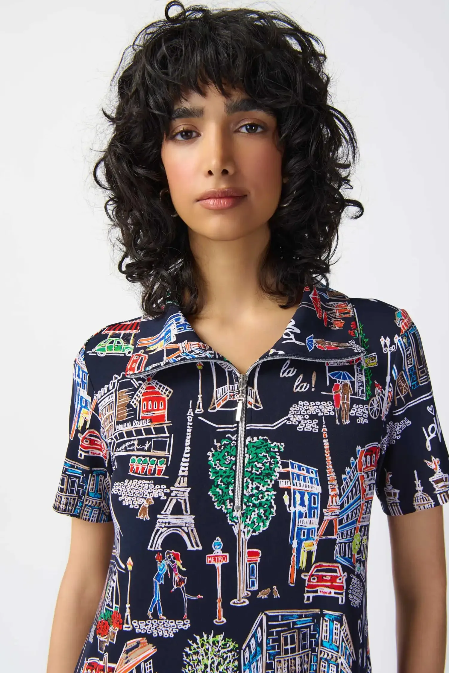 Joseph Ribkoff Midnight Blue/ Multi Coloured Dress Style 241209-3316