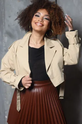 Khaki Crop Trench jacket
