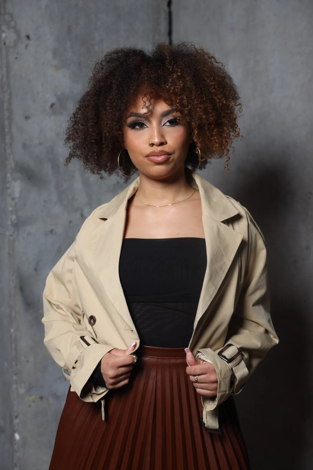 Khaki Crop Trench jacket