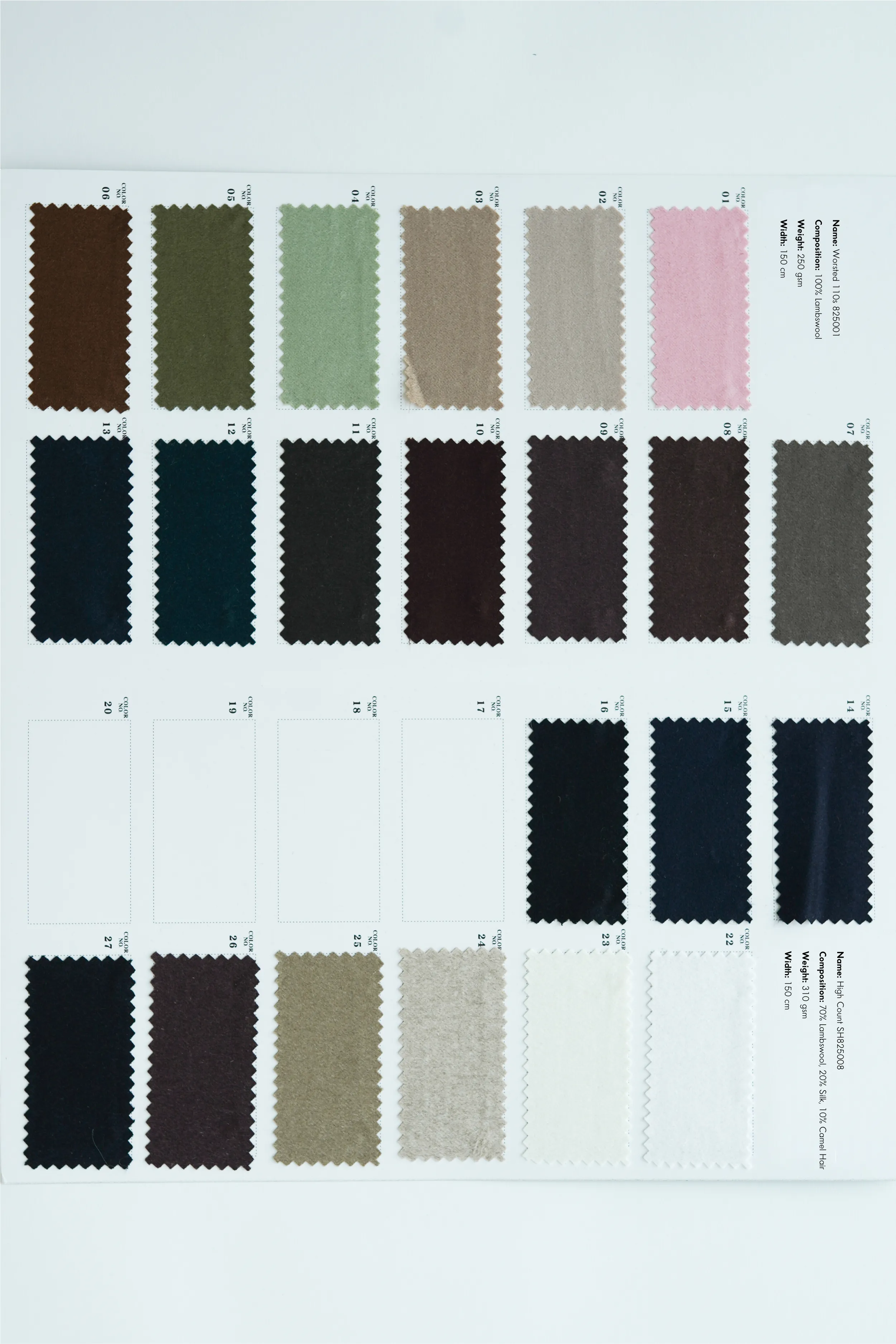Lambswool, Silk, and Camel Hair Blends (Variable Composition and Weight) No.4