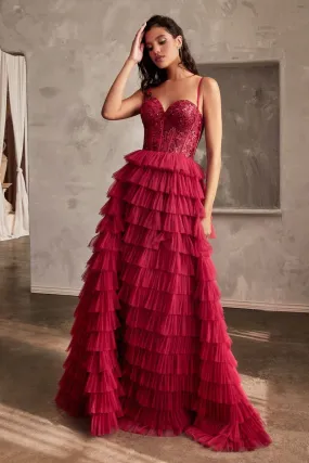 LAYERED TULLE BALL GOWN CDCB143
