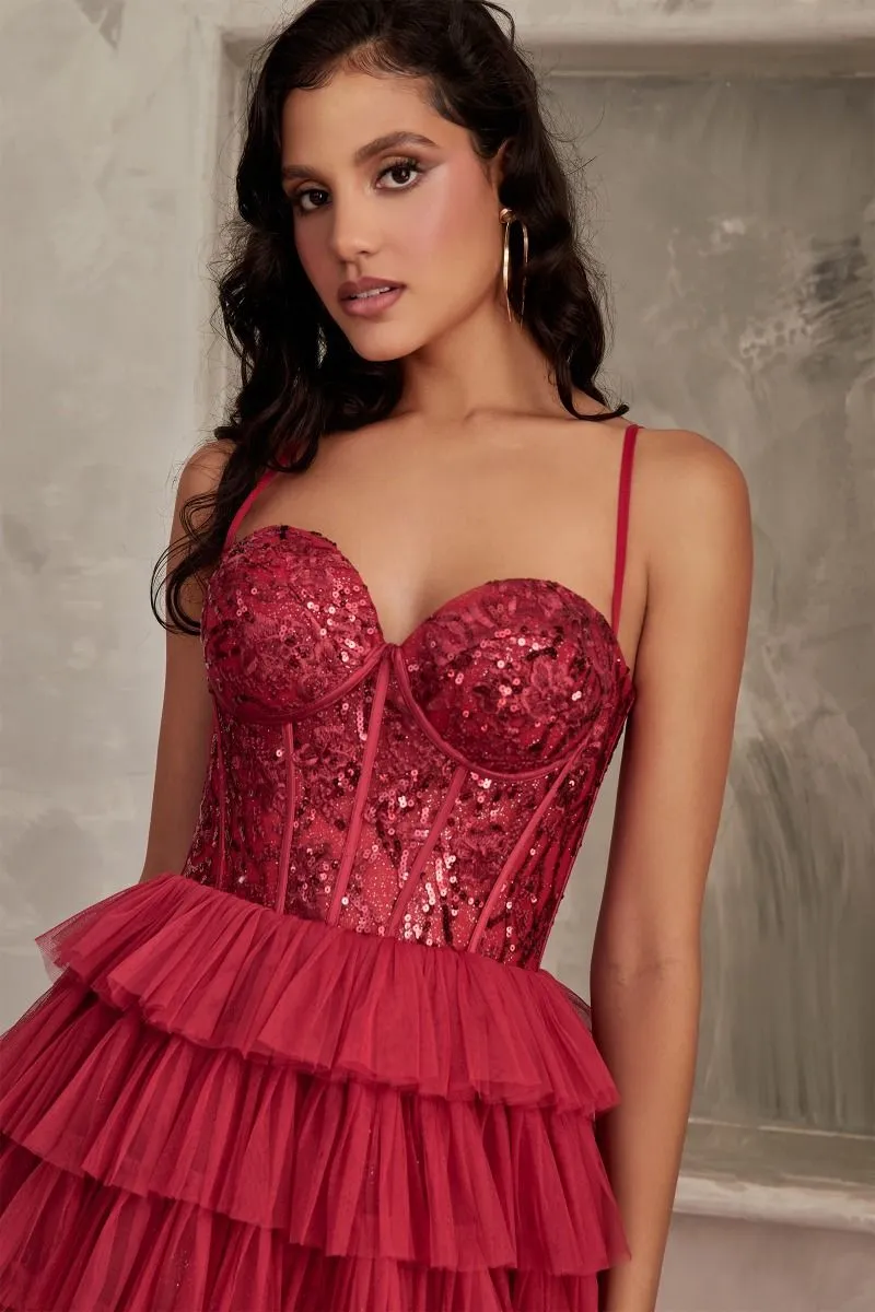 LAYERED TULLE BALL GOWN CDCB143