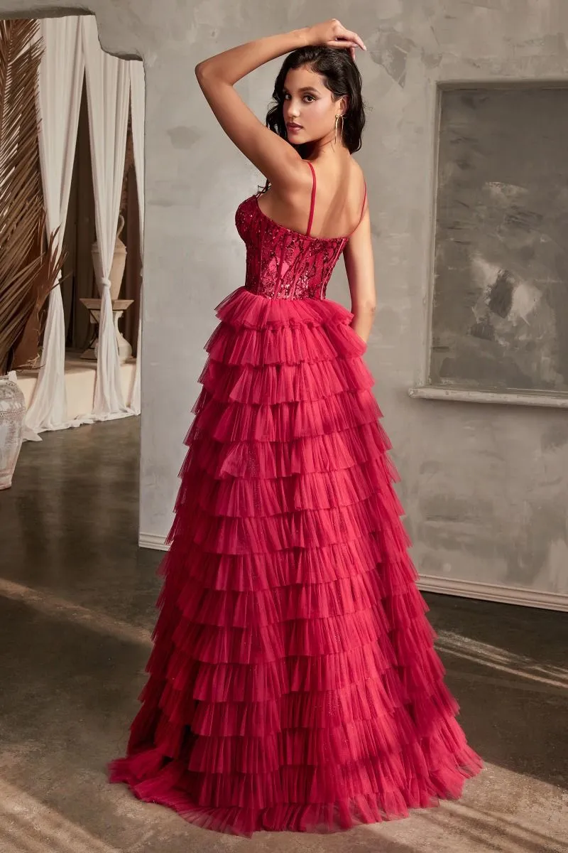 LAYERED TULLE BALL GOWN CDCB143