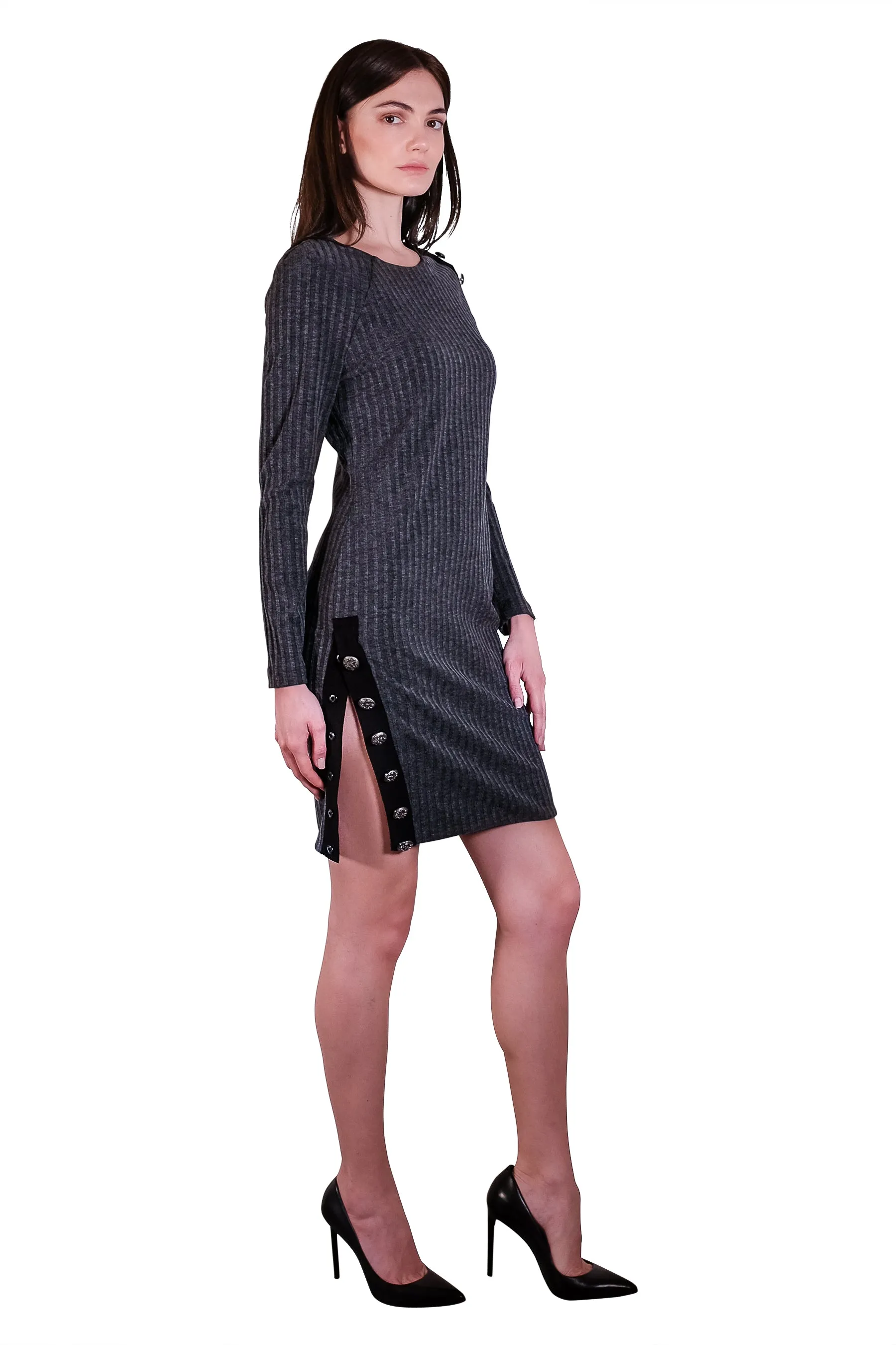 Leona Buttoned Rib Knit Dress