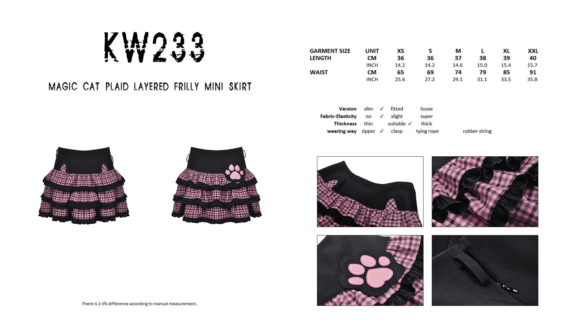 Magic cat plaid layered frilly mini skirt KW233
