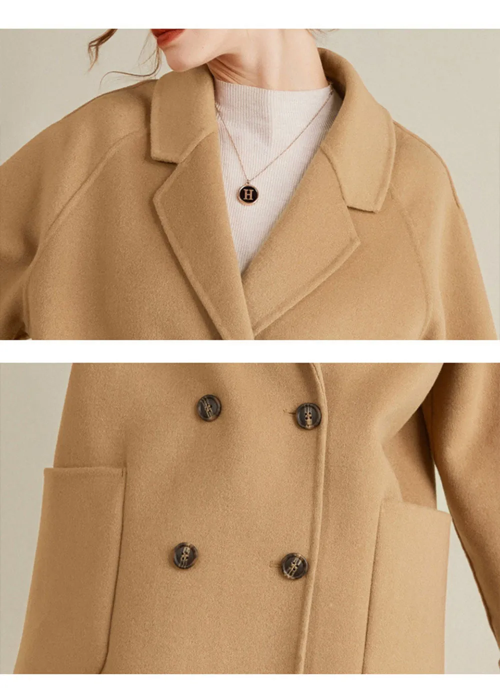 Maisie Double Breasted Button Wool Coat