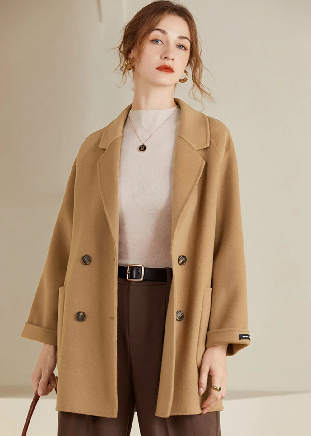 Maisie Double Breasted Button Wool Coat