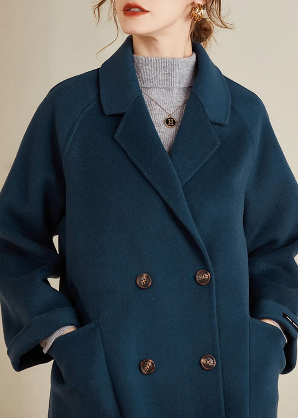 Maisie Double Breasted Button Wool Coat