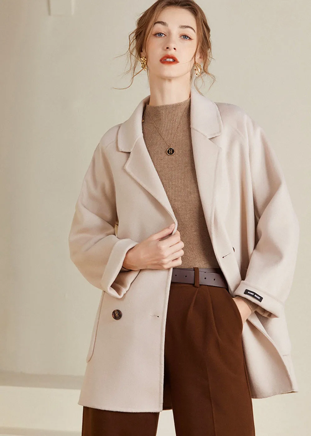 Maisie Double Breasted Button Wool Coat