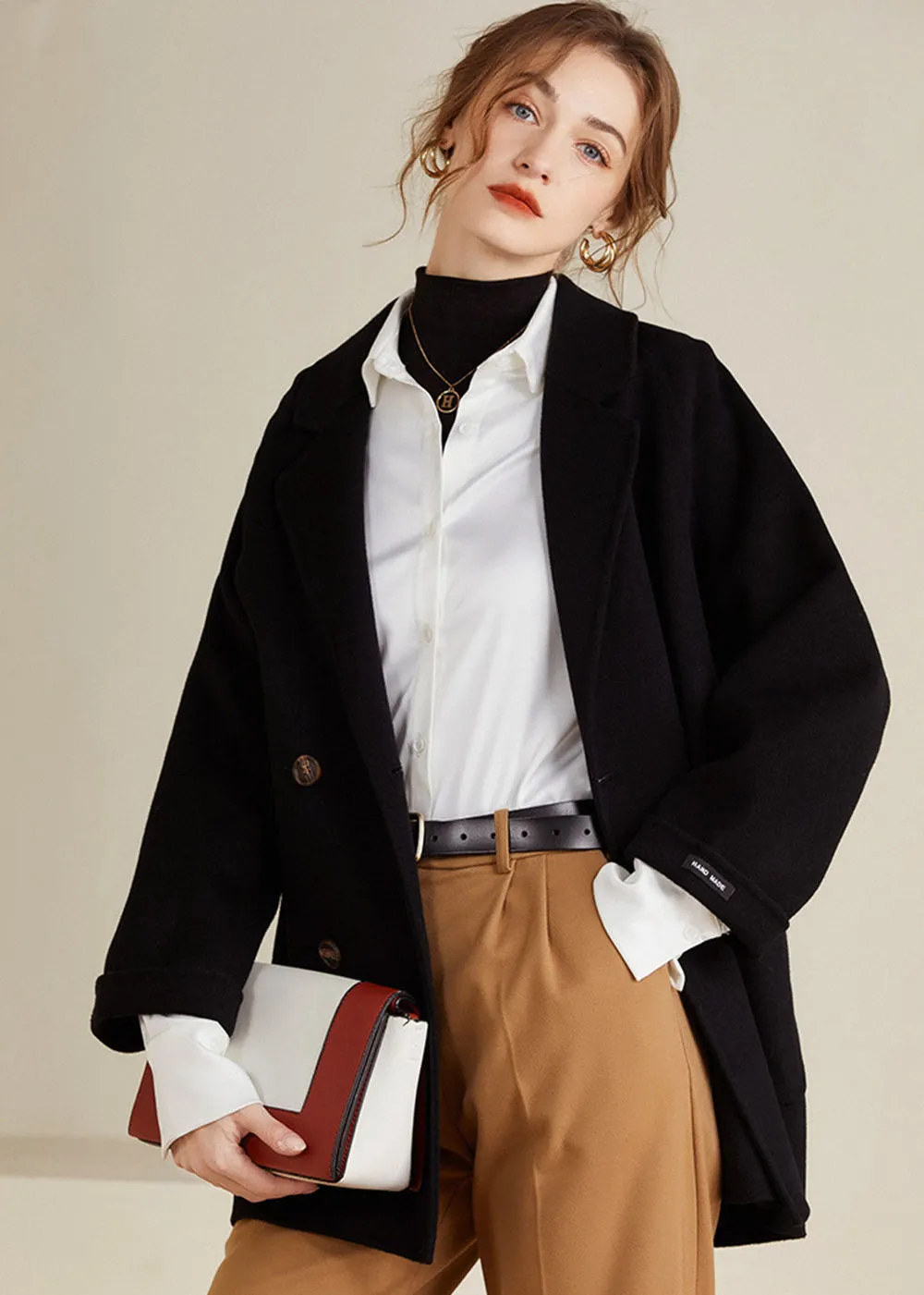 Maisie Double Breasted Button Wool Coat