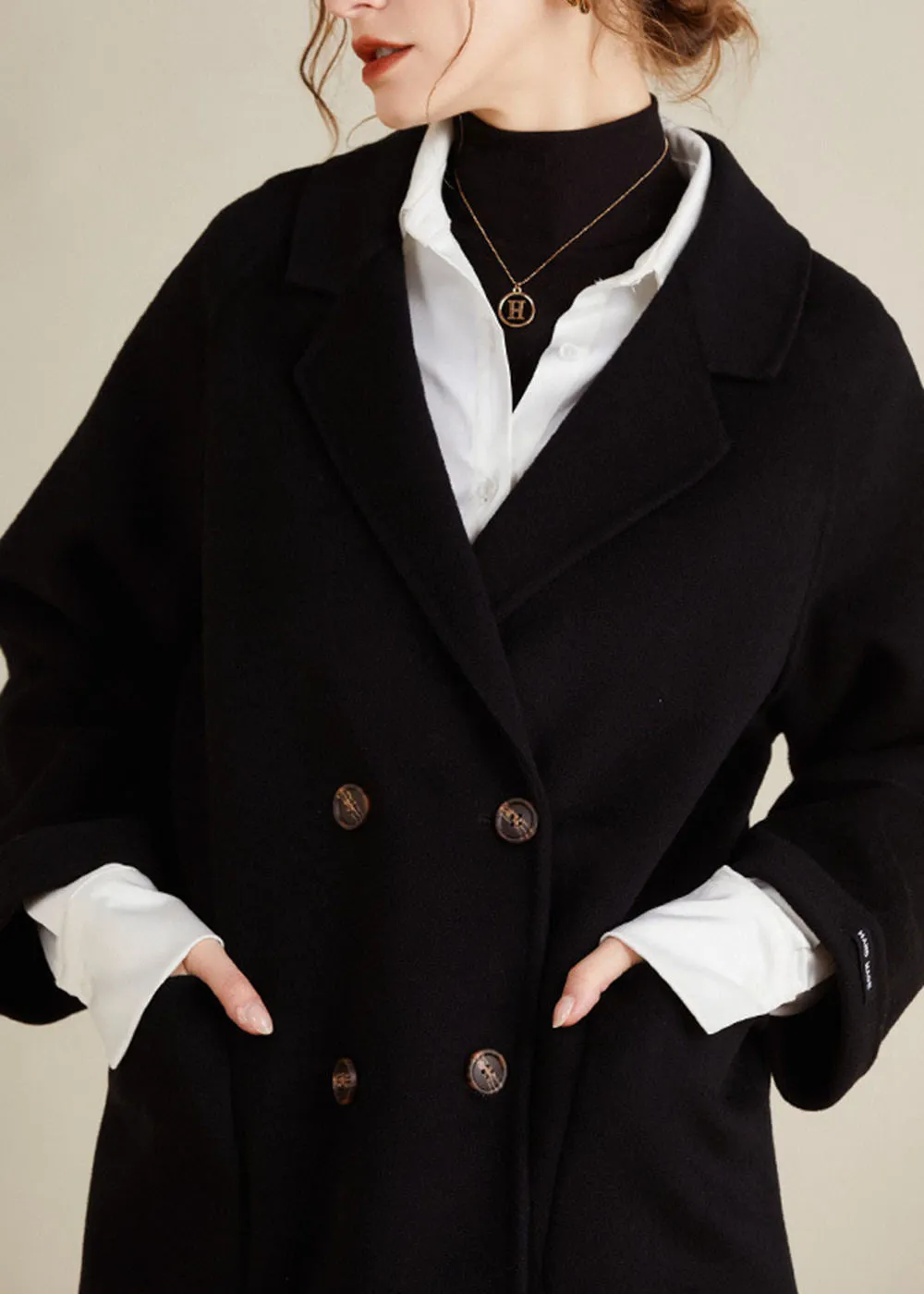 Maisie Double Breasted Button Wool Coat