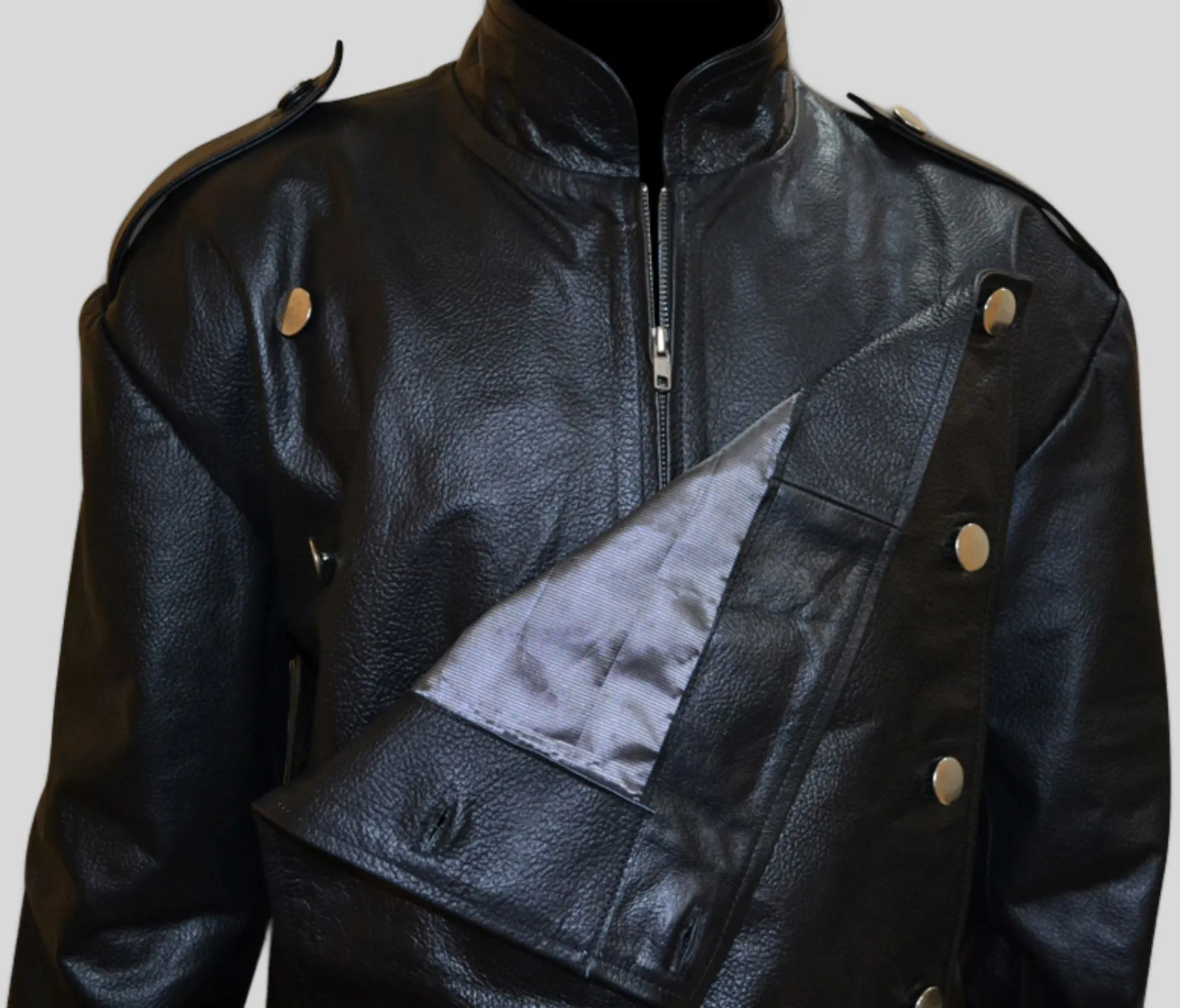Mens Leather Imperial Military Royal Trench Long Coat