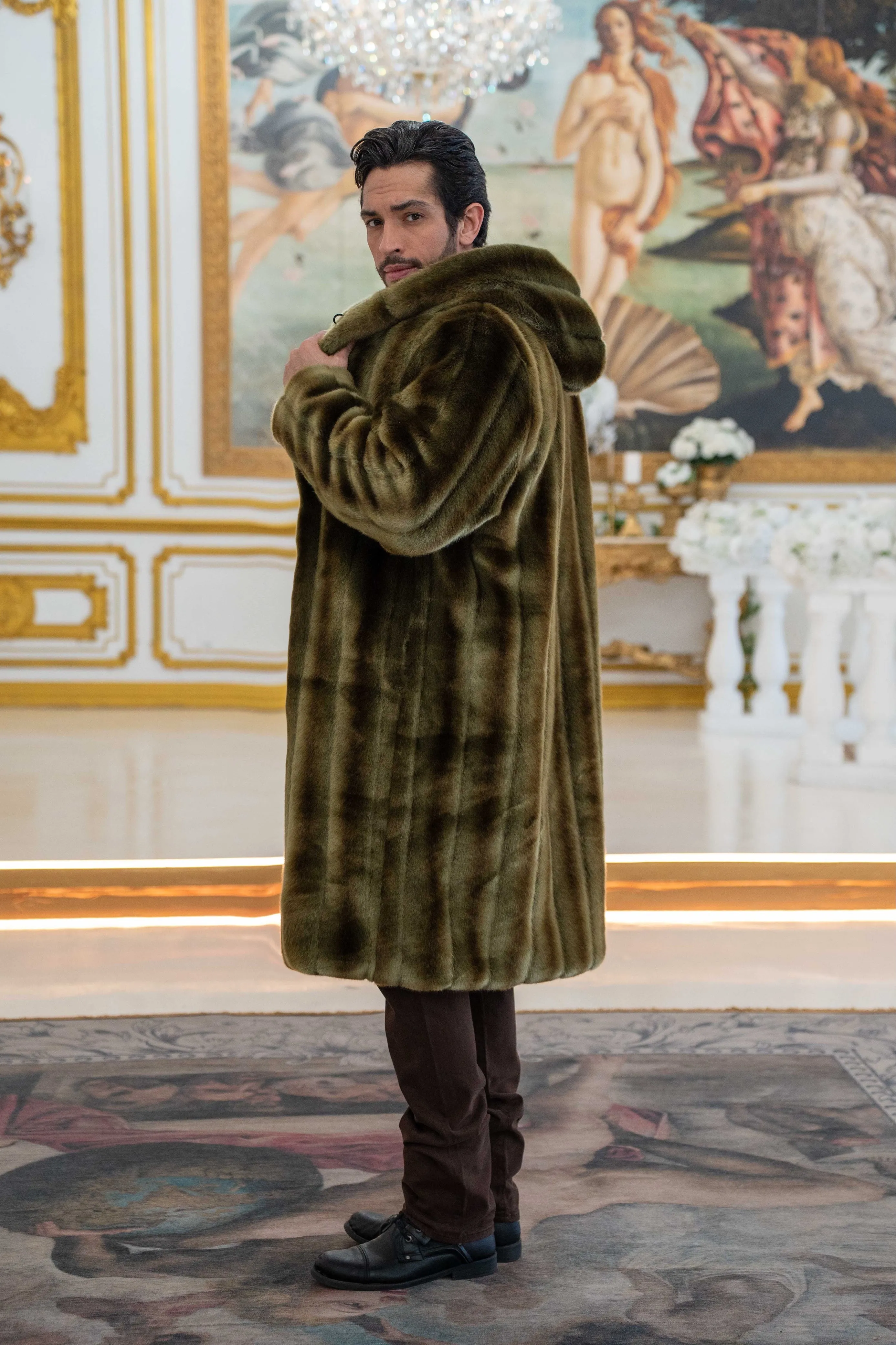 Men's Playa Coat in "Olive" Chinchilla
