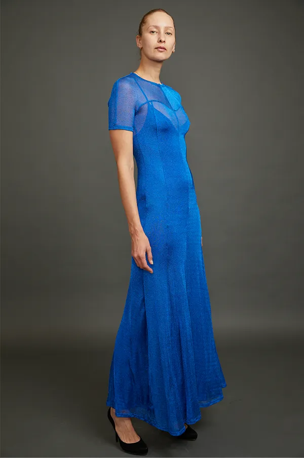 Metallic Royal Blue Sunrise Sparkle Knit Dress