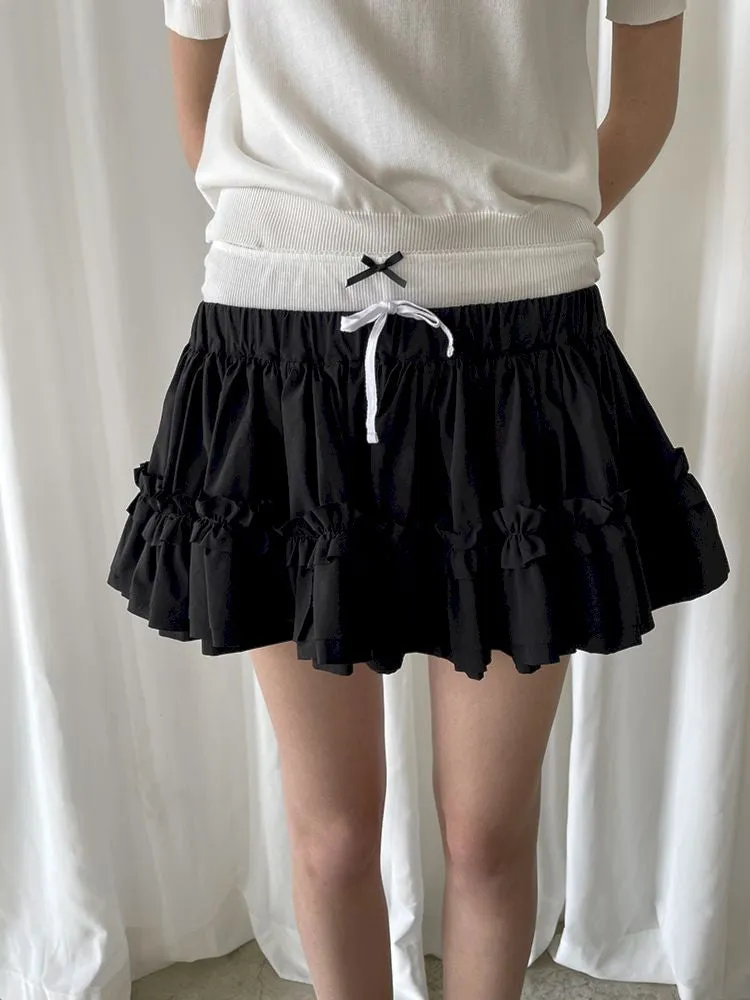 Multi Layered Lace Hem Cotton Skirt【s0000007458】