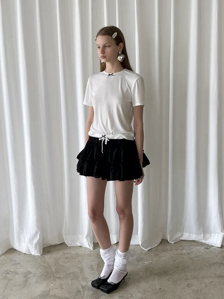 Multi Layered Lace Hem Cotton Skirt【s0000007458】
