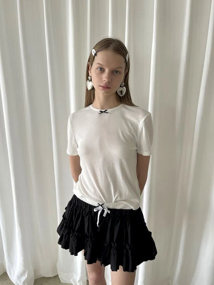 Multi Layered Lace Hem Cotton Skirt【s0000007458】