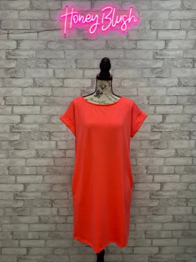 Neon Coral Solid Knit Dress