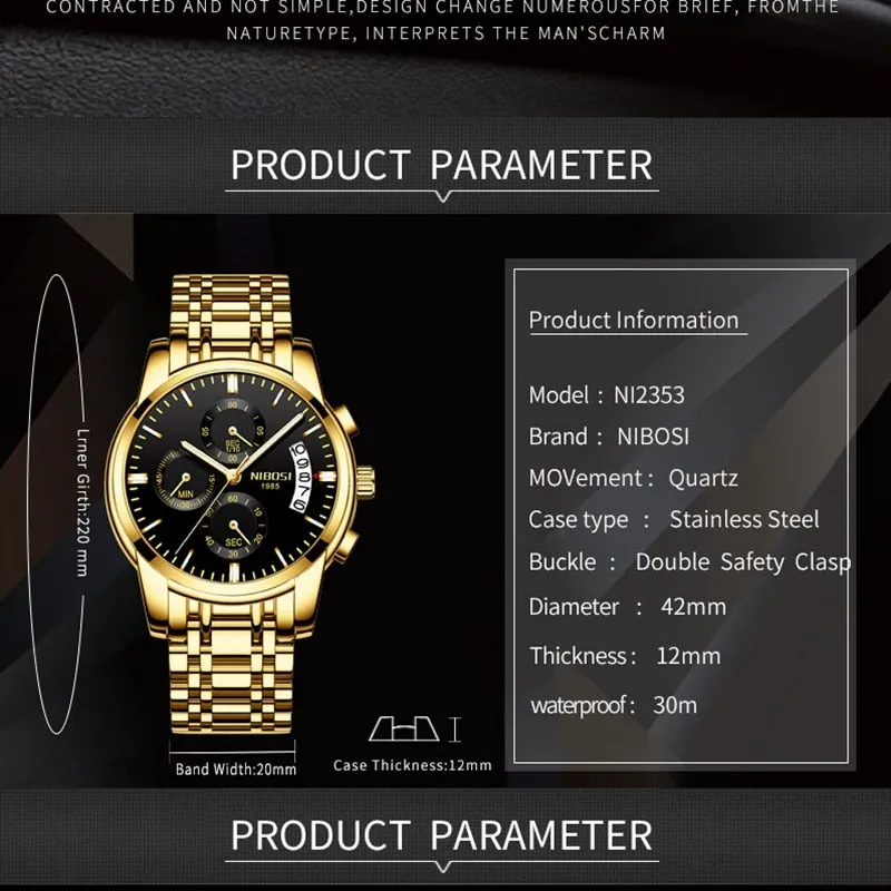 NIBOSI Top Luxury Brand Watches Mens Quartz Waterproof Army Military Men Watch Reloj Hombre Zegarek Meski Relogio Masculino