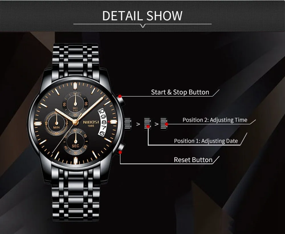 NIBOSI Top Luxury Brand Watches Mens Quartz Waterproof Army Military Men Watch Reloj Hombre Zegarek Meski Relogio Masculino