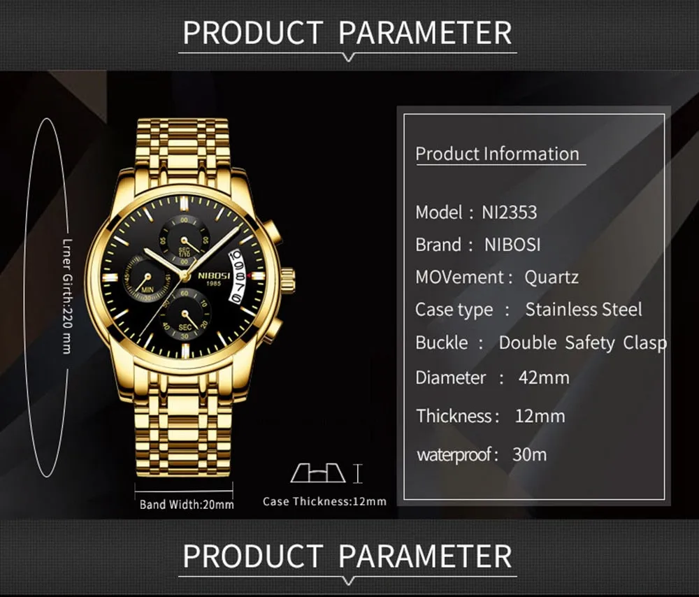 NIBOSI Top Luxury Brand Watches Mens Quartz Waterproof Army Military Men Watch Reloj Hombre Zegarek Meski Relogio Masculino