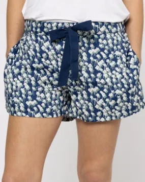 Organic Cotton Navy Pyjama Shorts, Spray of Flowers