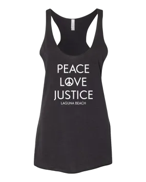 Peace Love Justice Tank Top - Heather Black