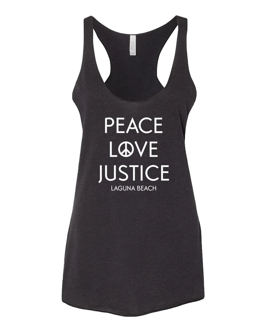 Peace Love Justice Tank Top - Heather Black