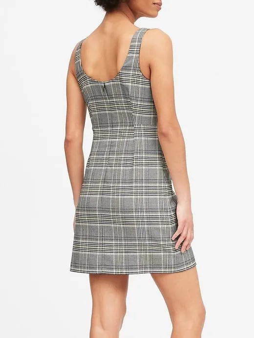 Plaid Mini Dress in Black Plaid