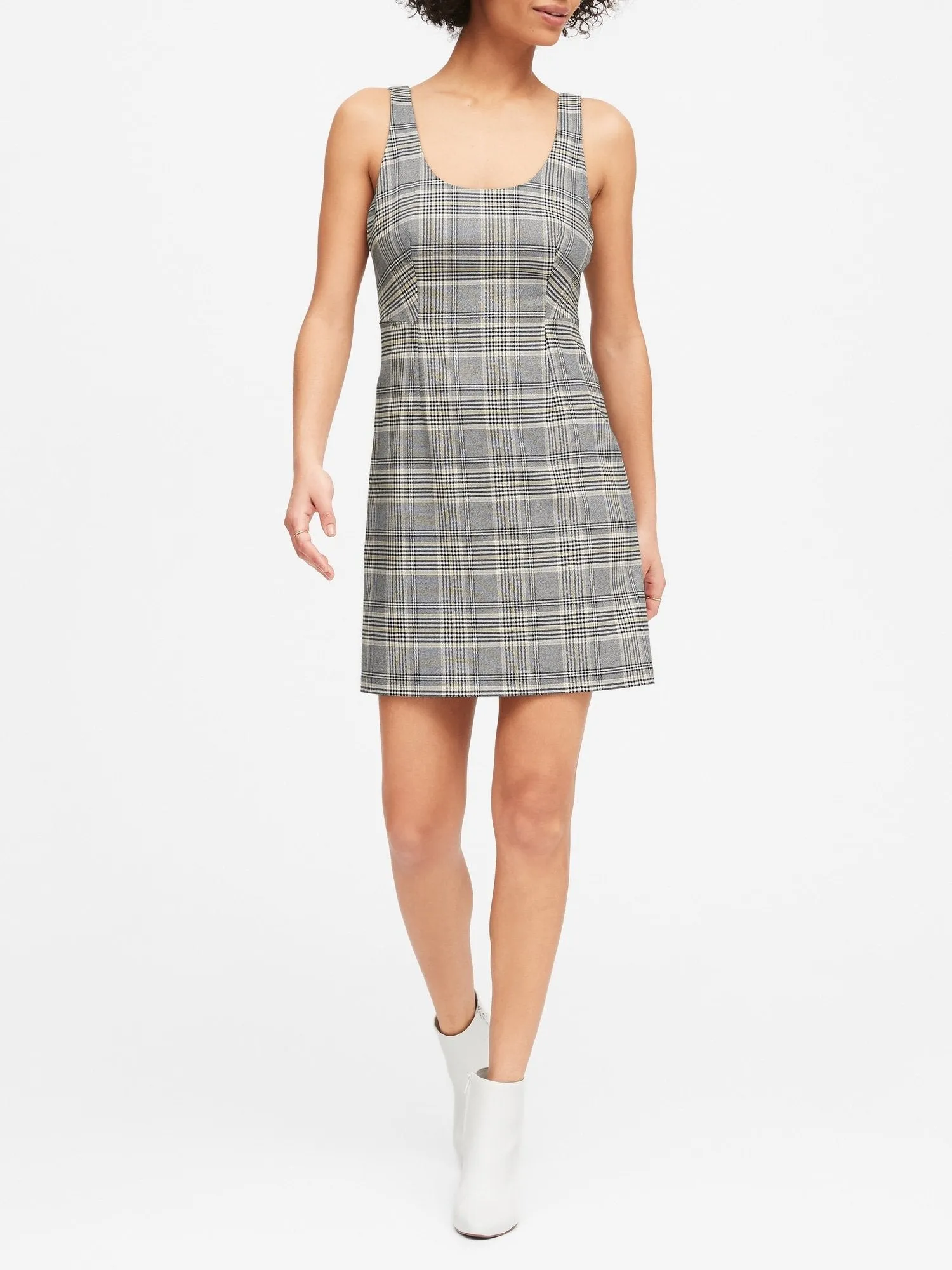 Plaid Mini Dress in Black Plaid